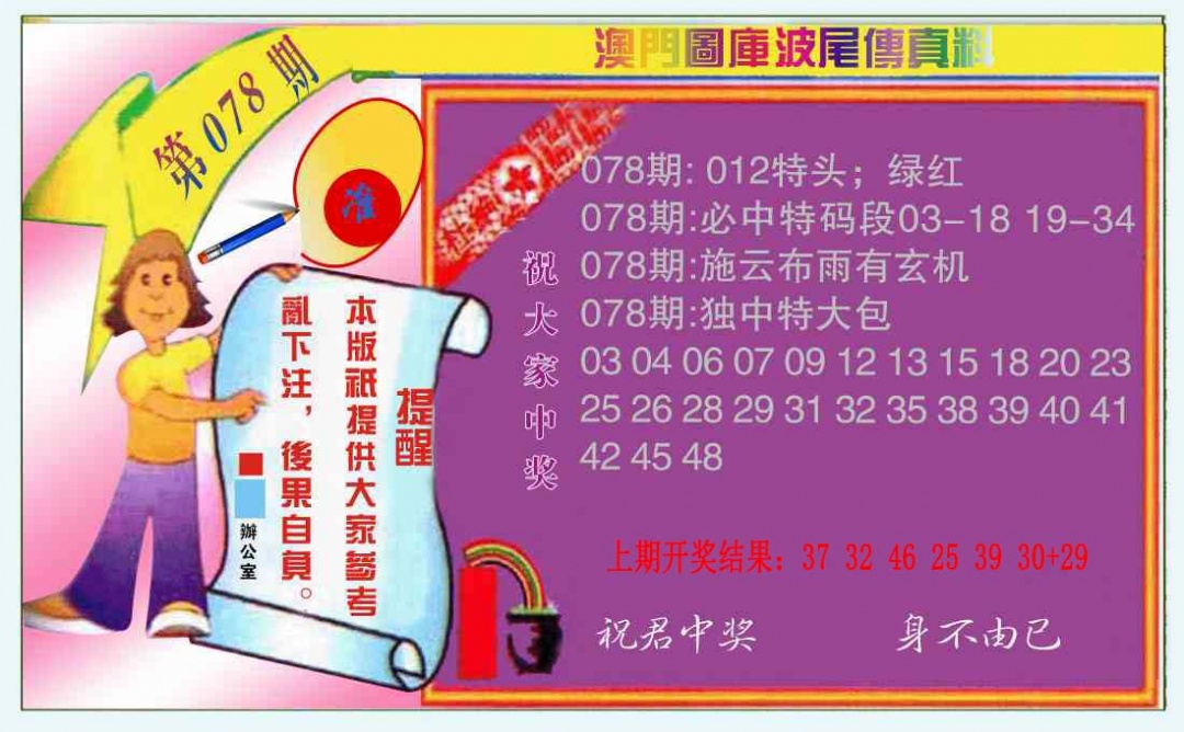 078期波尾传真料[图]